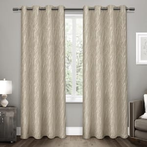 Forest Hill Natural Nature Woven Room Darkening Grommet Top Curtain, 52 in. W x 108 in. L (Set of 2)