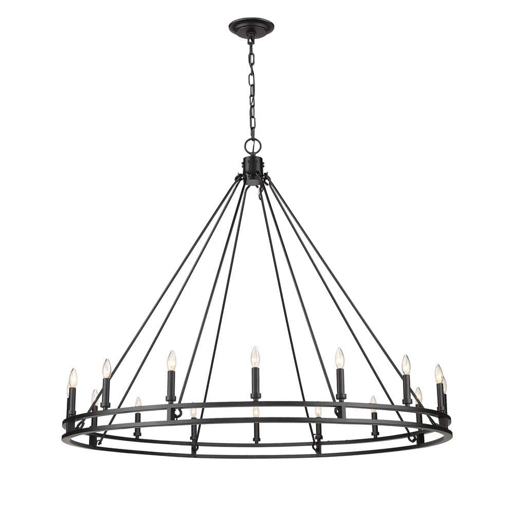 Dennison 16-Light Matte Black Chandelier with No Shade
