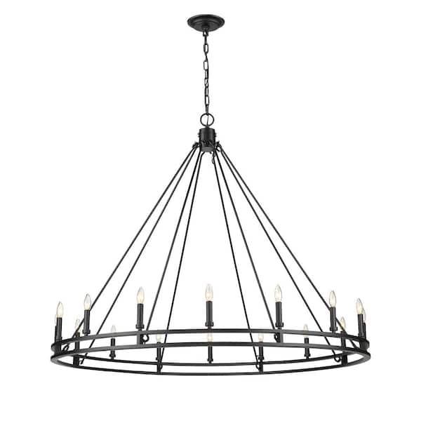 Unbranded Dennison 16-Light Matte Black Chandelier with No Shade