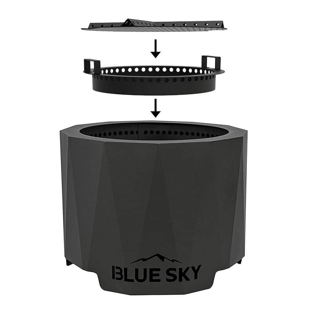 Black Powder-Coated Steel Smokeless Round Fire Pit