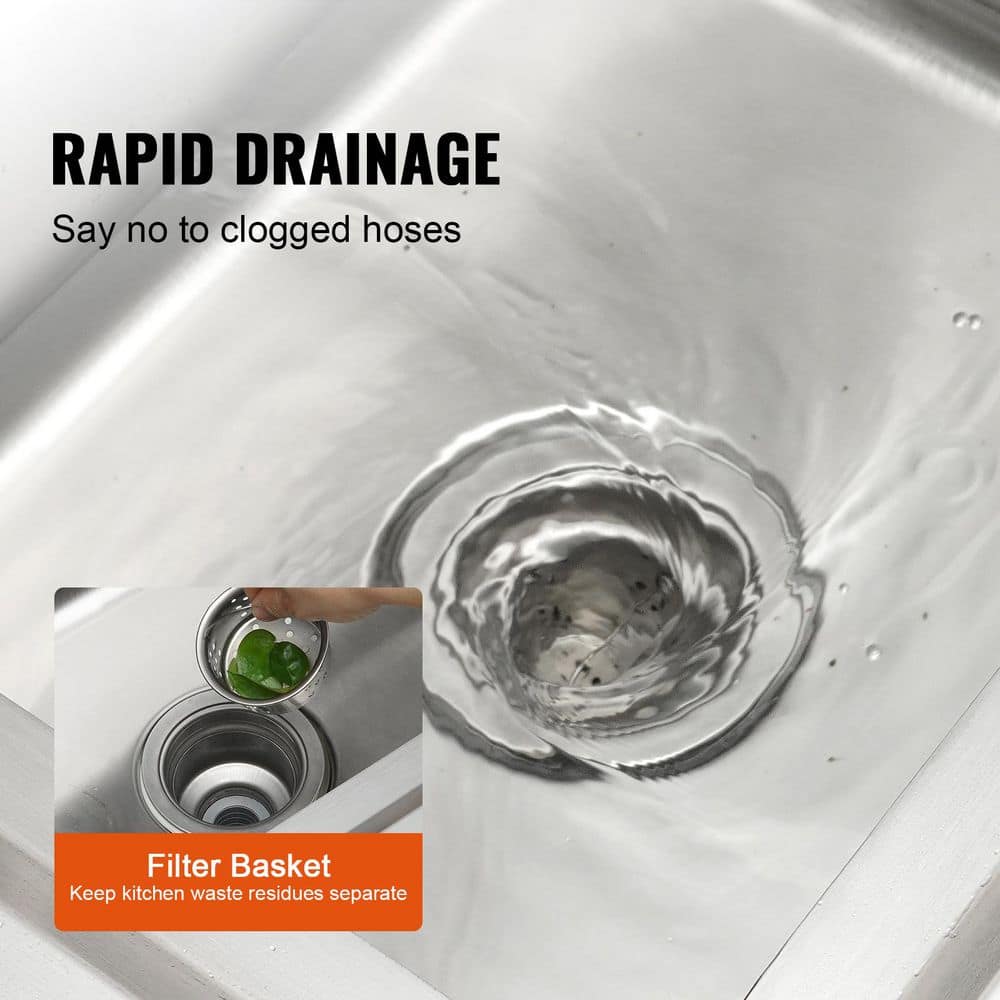 Stainless Steel Freestanding Utility Sink with Faucet and Workbench