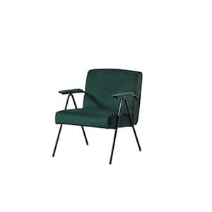 Green Cloth Leisure Arm Chair, Black metal frame recliner, for living room and bedroom