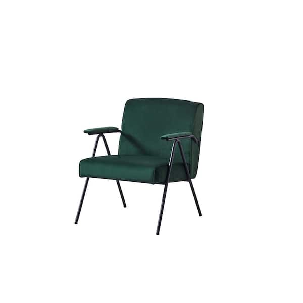 ANBAZAR Green Cloth Leisure Arm Chair, Black metal frame recliner, for living room and bedroom