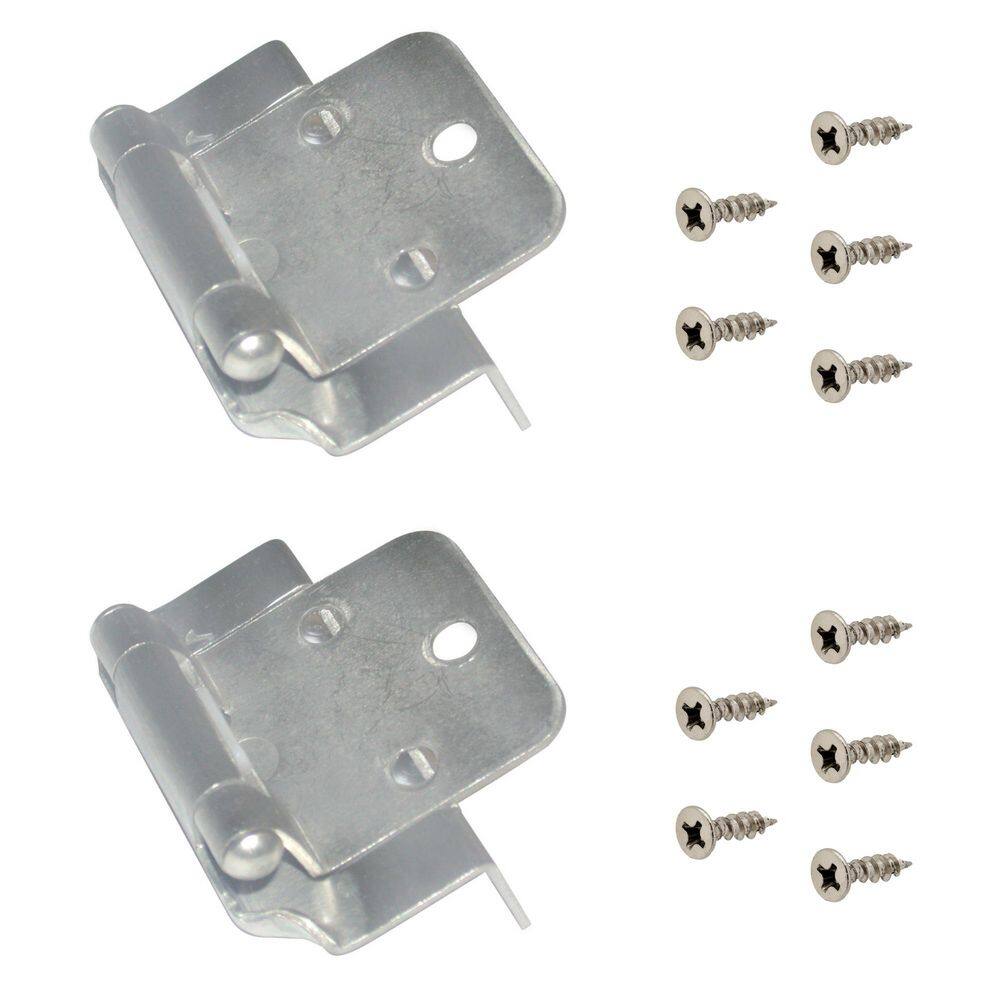 Brushed Nickel Semi-Concealed Self-Closing 5/8 in. Overlay for Face Frame Cabinet Wrap-around Hinge (2-Pack) price history on PriceWatchPro