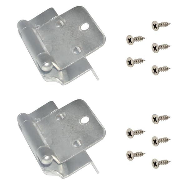 Richelieu Hardware Brushed Nickel Semi-Concealed Self-Closing 5/8 in. Overlay for Face Frame Cabinet Wrap-around Hinge (2-Pack)
