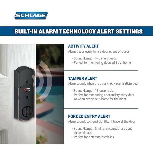 Schlage Camelot Aged Bronze Connect Smart Lock With Alarm