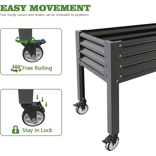 48 in. x 24 in. x 35 in. Grey Galvanized Steel Raised Garden Bed