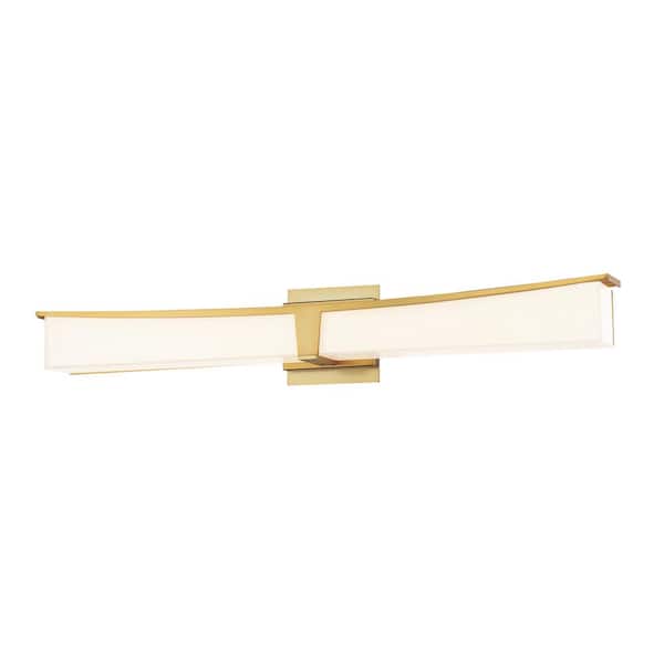 George Kovacs Plane 30 in. Honey Gold LED Vanity Light Bar with Frosted Aquarium Glass