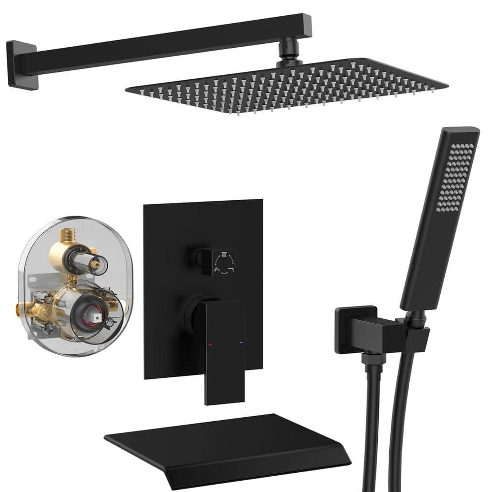 Fapully 12 in. Single Handle 3Spray Tub and Shower Faucet & Handheld Combo 2.5 GPM Shower Head