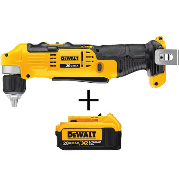 DEWALT 20V MAX Cordless 3/8 in. Right Angle Drill/Driver and (1) 20V MAX Premium Lithium-Ion 4.0Ah Battery