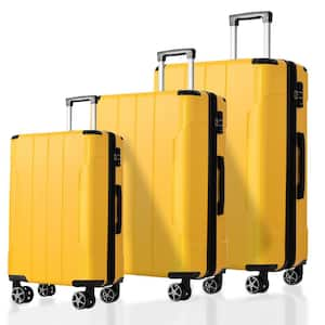 3-Piece Yellow Expandable ABS Hardshell Luggage Set with TSA Lock and Reinforced Corner Bumpers