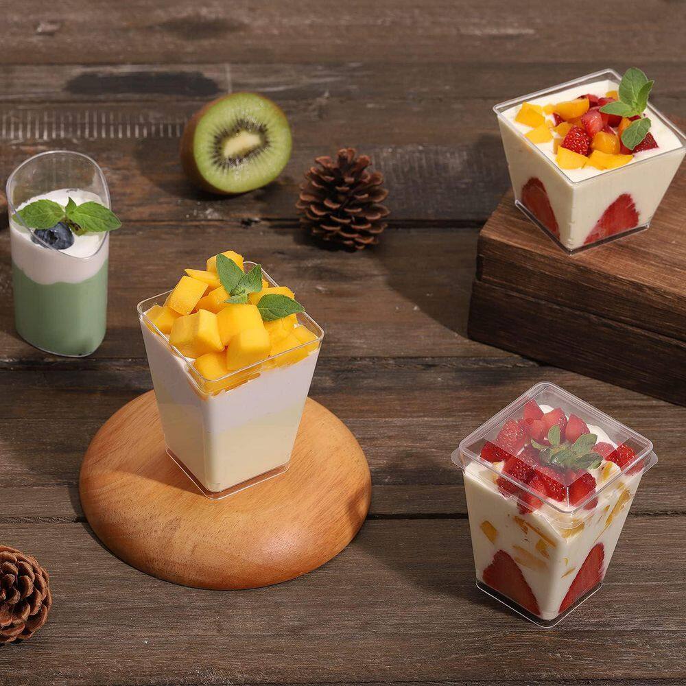 5 oz. Square Clear Plastic Dessert Cups Set with Lids, Hard Plastic, Food Storage Type, 100 Pack price history on PriceWatchPro