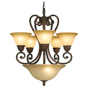 Isabela Collection 7-Light Italian Dusk Chandelier with Sandstone Glass Shades
