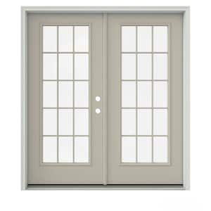 72 in. x 80 in. Desert Sand Painted Steel Left-Hand Inswing 15 Lite Glass Active/Stationary Patio Door