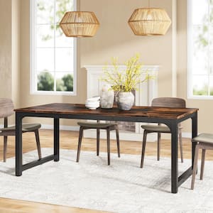 Roesler Rustic Brown Engineered Wood 79 in. 4 Legs Dining Table Seats 8 with Large Tabletop for Kitchen Living Room