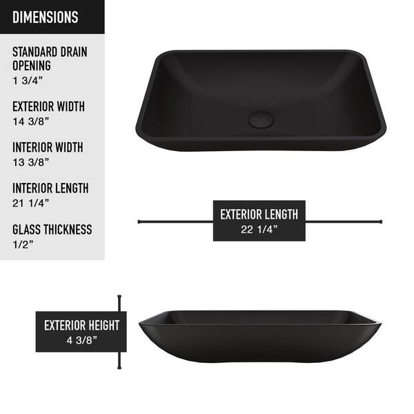 Hadyn Glass Vessel Bathroom Sink in Black with Seville Faucet in Matte Black Hadyn Glass Vessel Bathroom Sink in Black with Seville Faucet in Matte Black