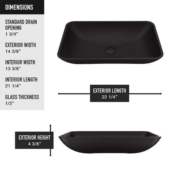 MatteShell Rectangular Vessel Bathroom Sink in Black and Lexington cFiber Faucet in Matte Gold/Matte Black