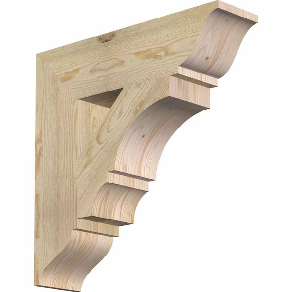Ekena Millwork 6 in. x 24 in. x 24 in. Douglas Fir Balboa Traditional Rough Sawn Bracket