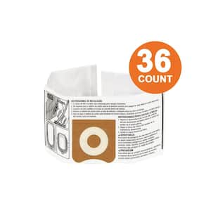 High-Efficiency Size C Dust Collection Bags for 3 to 4.5 Gallon and HD06001 RIDGID Wet/Dry Shop Vacuums (36-Pack)