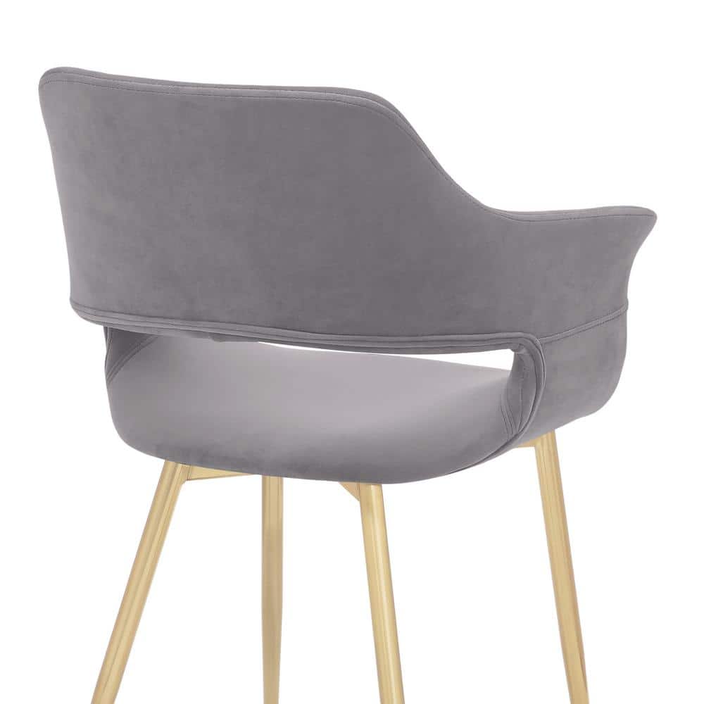Gigi Gray Velvet Arm Chair with Gold Metal Legs