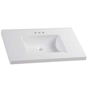 37 in. W x 22 in. D Cultured Marble Vanity Top in White with White Rectangular Single Sink