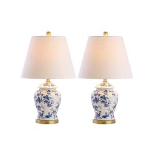 Penelope 22 in. Blue/White Chinoiserie Table Lamp, Set of 2