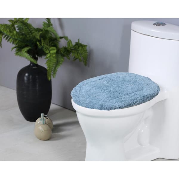 HOME WEAVERS INC Waterford Collection 100% Cotton Tufted Bath Rug, 18 x 18 Lid Cover, Blue