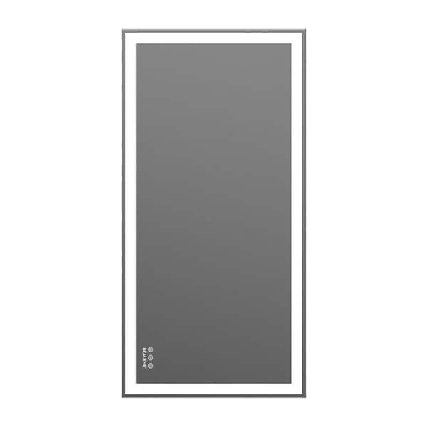 Unbranded 24 in. W x 48 in. H Rectangular Framed Wall Mount Bathroom Vanity Mirror LED Adjustable Lights Anti-Fog Touch Switch