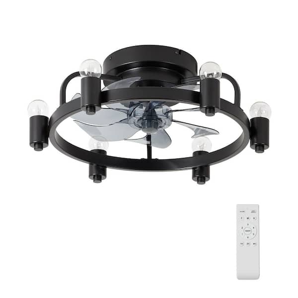 20 in. Indoor Black Ceiling Fan with 6-Lights and Remote