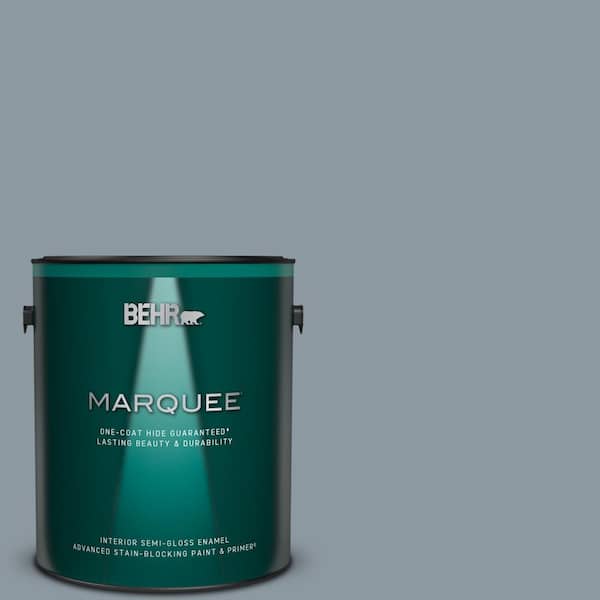 BEHR MARQUEE 1 gal. #N490-4 Teton Blue One-Coat Hide Semi-Gloss Enamel Interior Paint & Primer