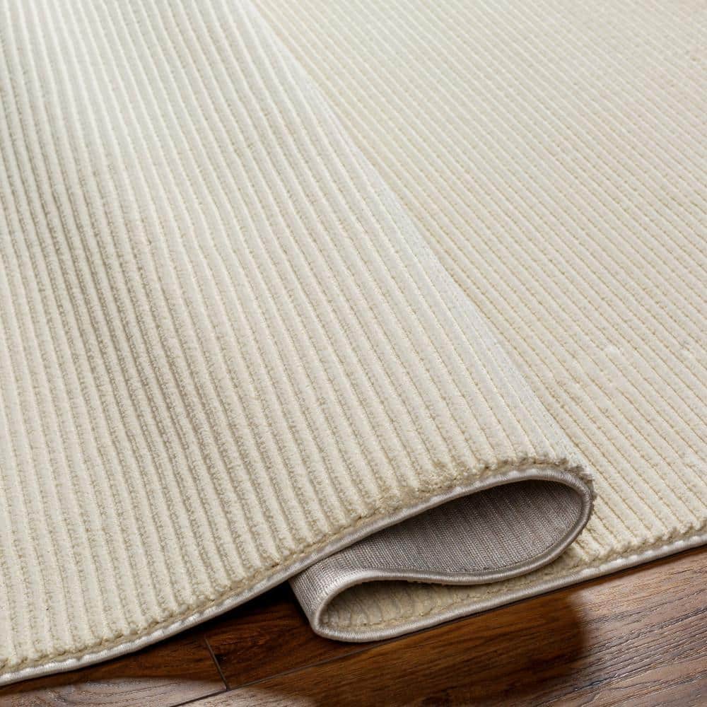 Ivory Elegance 8'11" x 12' Washable Polyester Area Rug