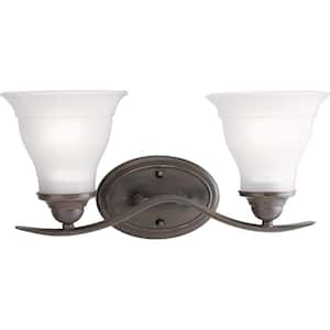 Trinity Collection 2-Light Antique Bronze Etched Glass Traditional Bath Vanity Light