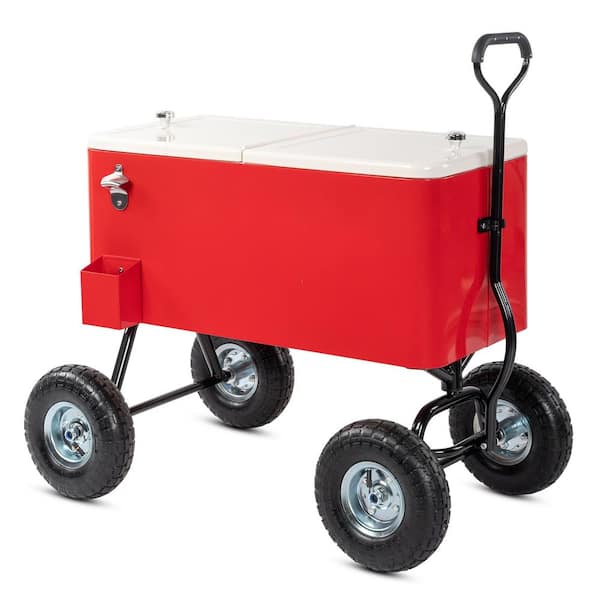 Karl home 80 qt. Food & Beverage Hard-Side Patio Cooler Red Box and Milky White Lid