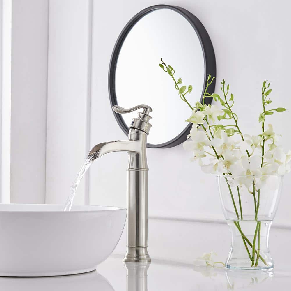 Brushed Nickel Single Handle Waterfall Vessel Sink Faucet