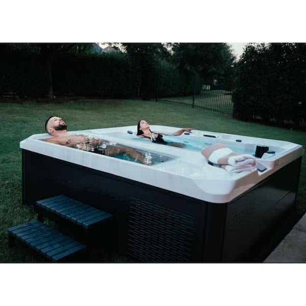 Sierra 2 Person Spa and 1 Person Cold Tub Combo, 21 Jets, 220v, with Cold and Hot Tub Side, With Step and Ozonator