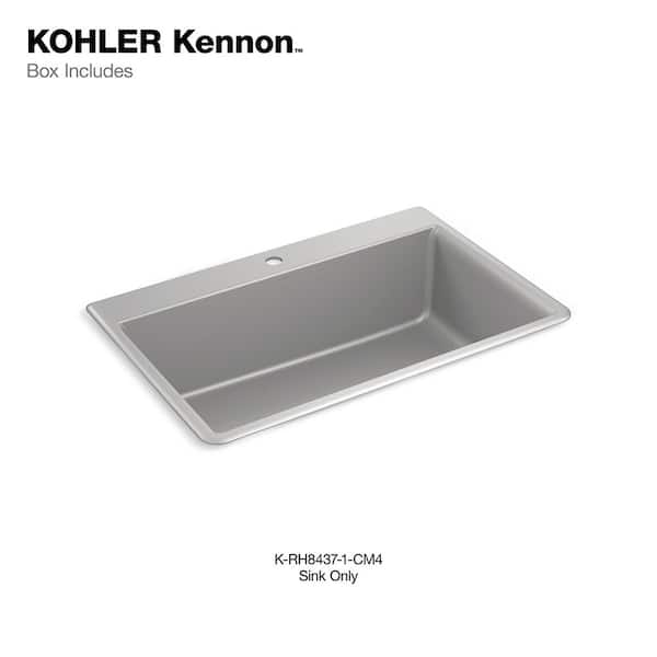 KOHLER Kennon Neoroc Matte Grey Granite Composite 33 in. 1-Hole Single Bowl  Drop-In/Undermount Kitchen Sink K-RH8437-1-CM4 - The Home Depot