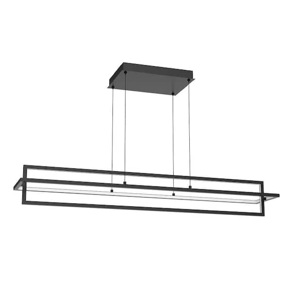 Mondrian 48 in. 1 Light 100-Watt Black Integrated LED Pendant Light