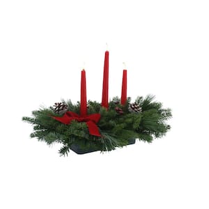 Balsam Fir Classic 3 Candle Fresh Centerpiece : Multiple Ship Weeks Available