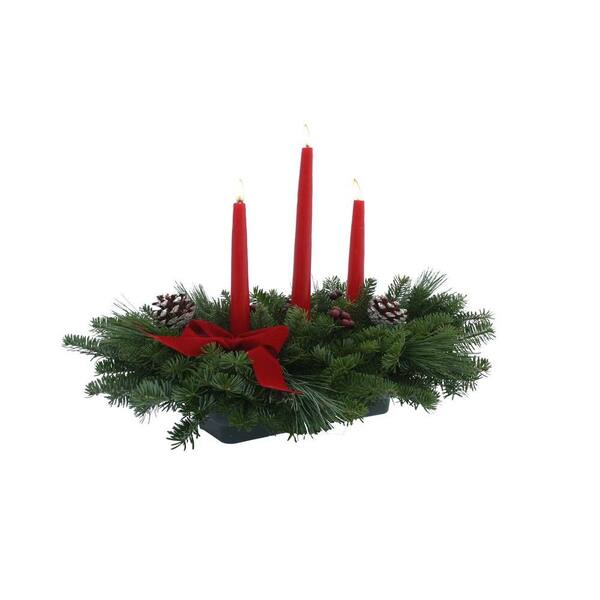 Worcester Wreath Balsam Fir Classic 3 Candle Fresh Centerpiece : Multiple Ship Weeks Available