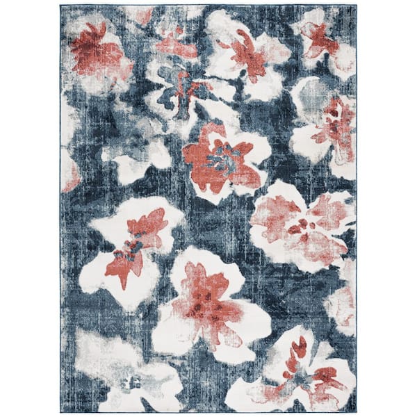 Utopia 7 ft. x 10 ft. Blue/Pink Floral Area Rug