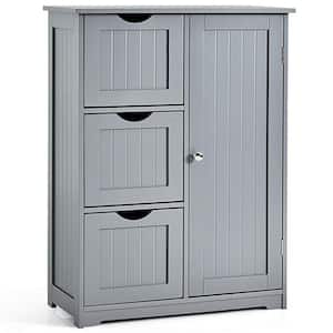 22 in. W x 12 in. D x 32 in. H Gray Freestanding Bathroom Linen Cabinet with Three Drawers and Cupboard