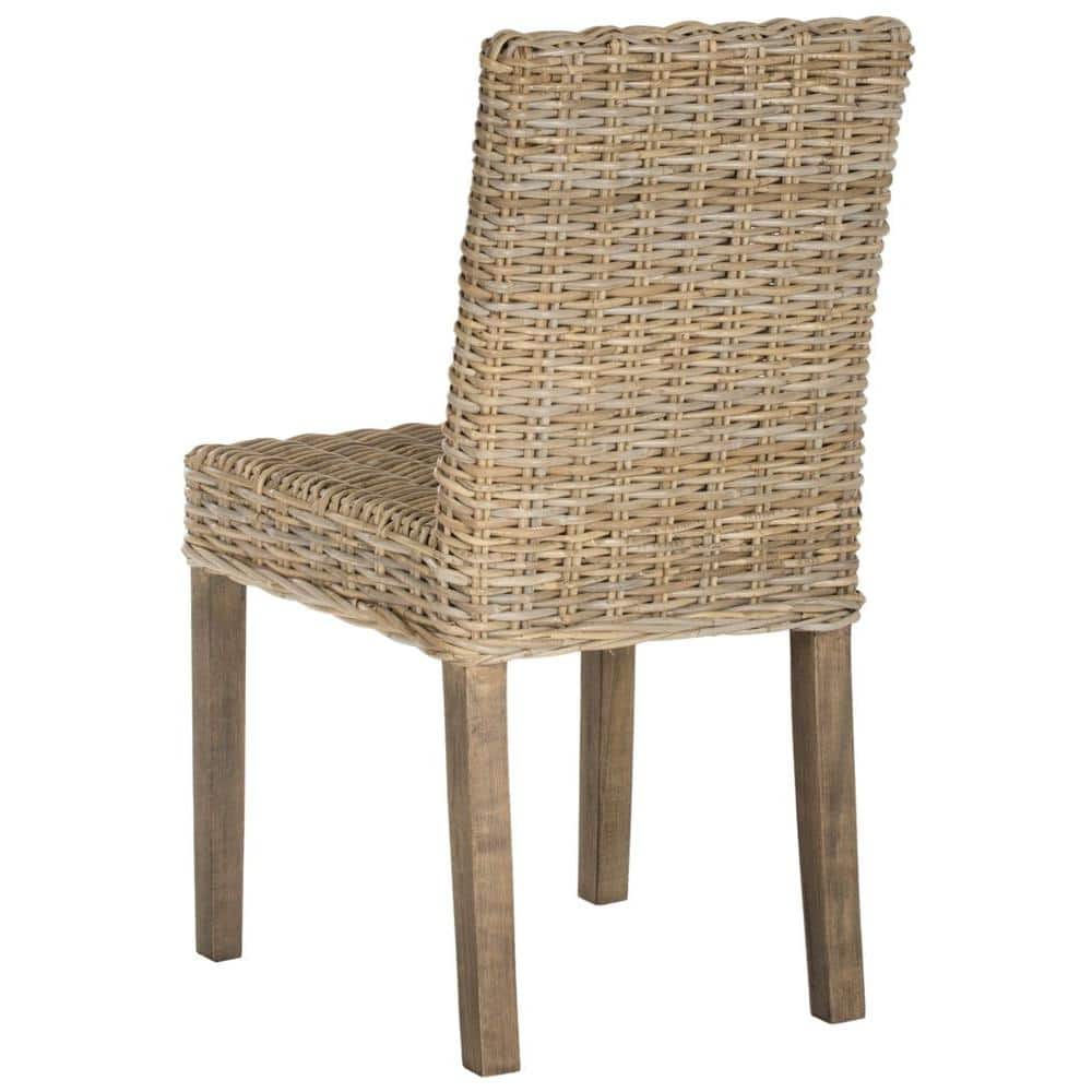 Natural Rattan and Mango Wood Dining Side Chair Set