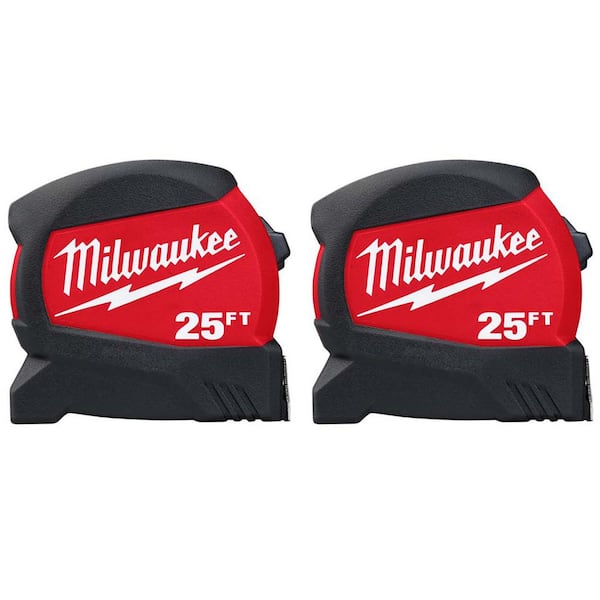 Milwaukee 25 ft. x 1.2 in. Compact Wide Blade Tape Measure (2-Pack)