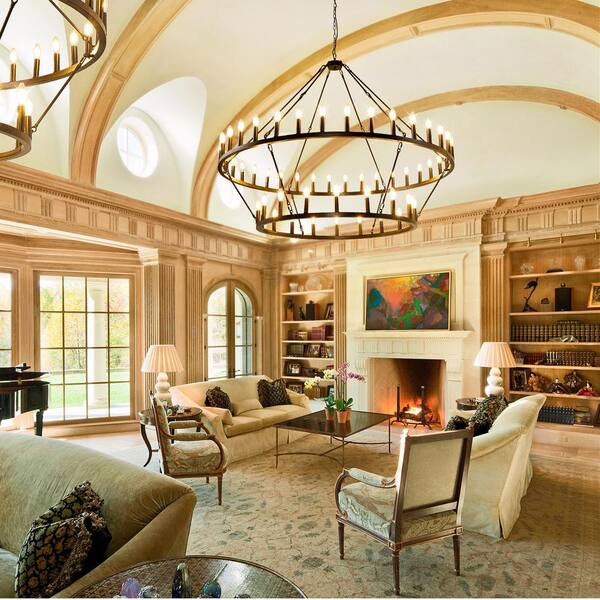 Magic Home 60 in. 54light 2 Tier Black Extra Large Farmhouse Wagon