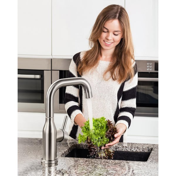 Single Handle Deck Mounted Bar Faucet Deckplate Not Included in Brushed Nickel