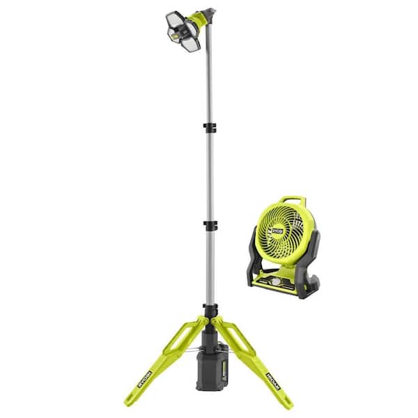 ONE+ 18V Cordless Hybrid 2-Tool Combo Kit with Tri-Power Tripod Light and WHISPER SERIES 7-1/2 in. Fan (Tools Only)