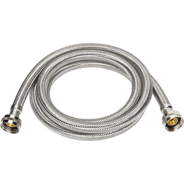 Photo 1 of 3/4 in. x 3/4 in. x 96 in. Stainless Steel Washing Machine Hose