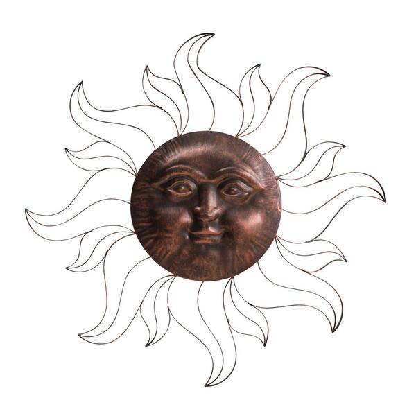 Sunjoy Scarlett Iron Vintage Copper Sun Face Wall Decor with Screw-Hangers