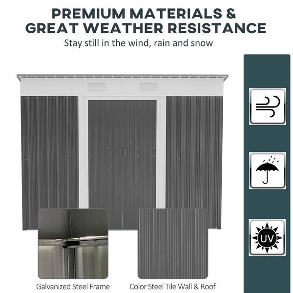 まりとぅん Tileon 8 ft. W x 6 ft. D Outdoor Storage Metal Shed, All