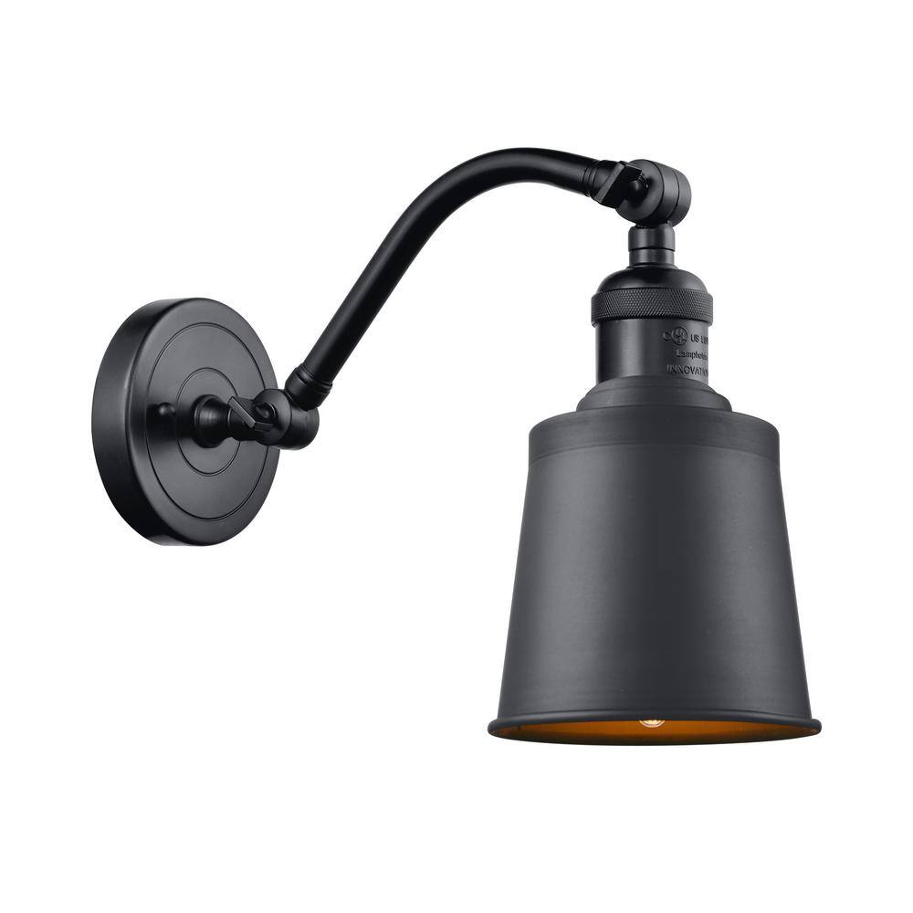 Addison 5 in. 1-Light Matte Black Wall Sconce with Matte Black Metal Shade price history on PriceWatchPro